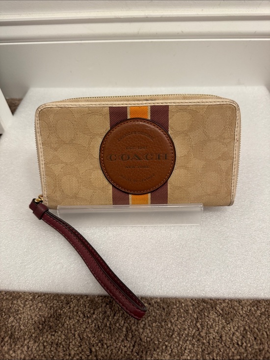 Coach Handbags - Coach Dempsey zip around wristlet wallet with stripes and patch